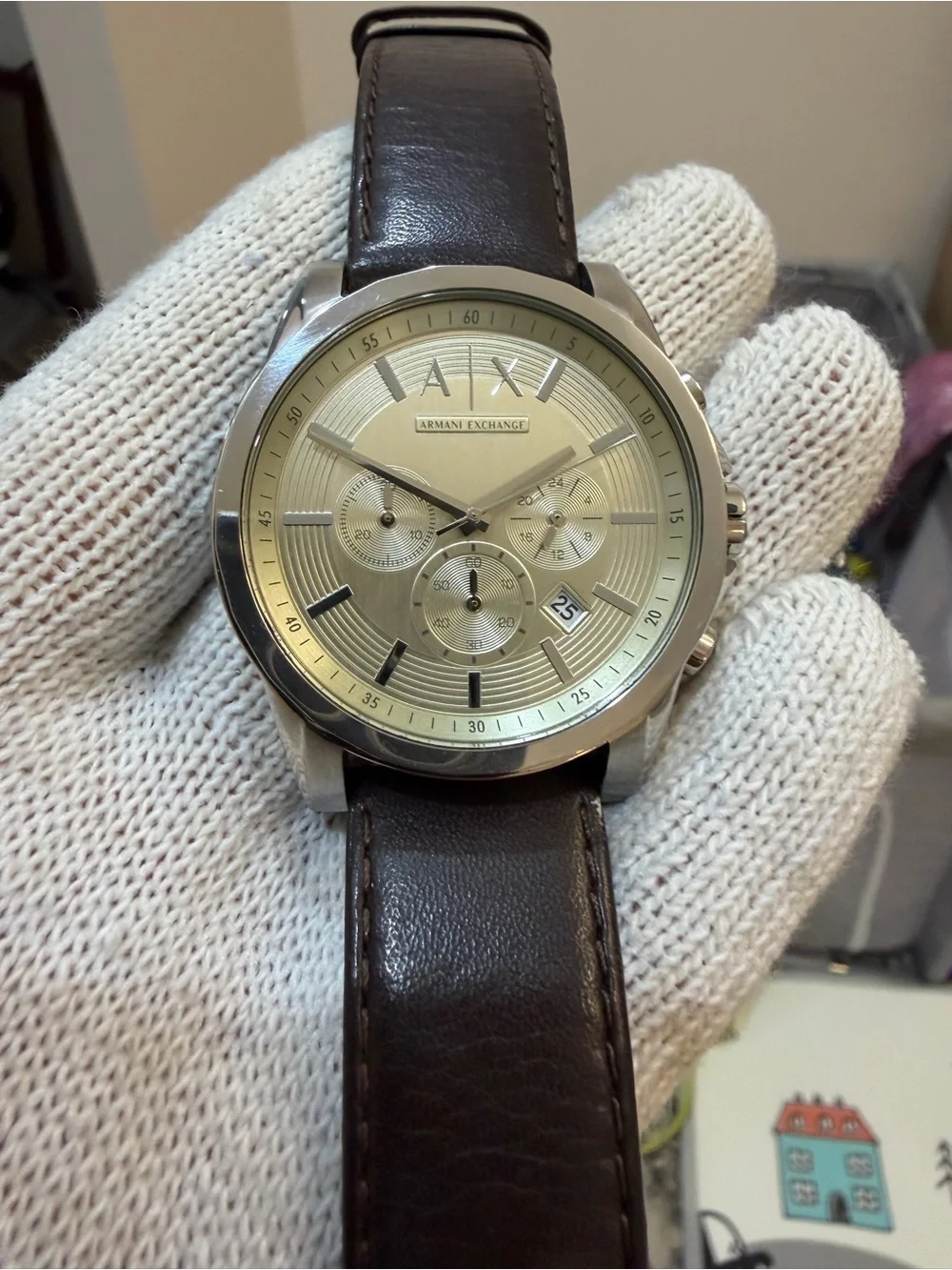 Armani Exchange Men's AX2506 Outerbanks Chronograph Brown Leather Watch 45mm